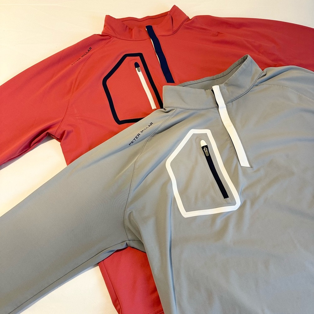 2 PETER MILLAR MENS FORGE PERFORMANCE LONG SLEEVE QUARTER ZIPS (L)
